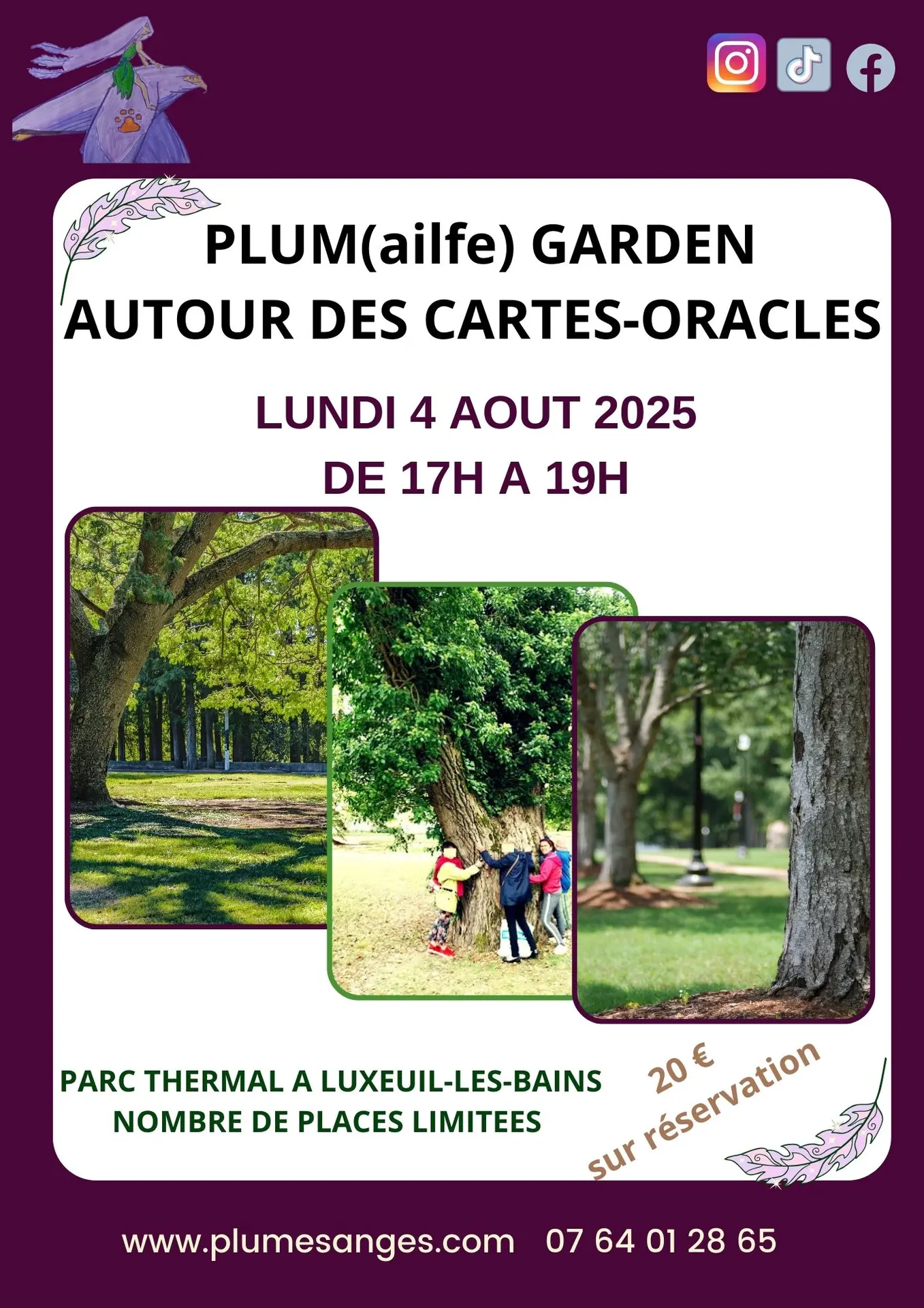 ATELIER RENCONTRE CARTES ORACLES LUXEUIL LES BAINS PLUMES D'ANGES AOUT