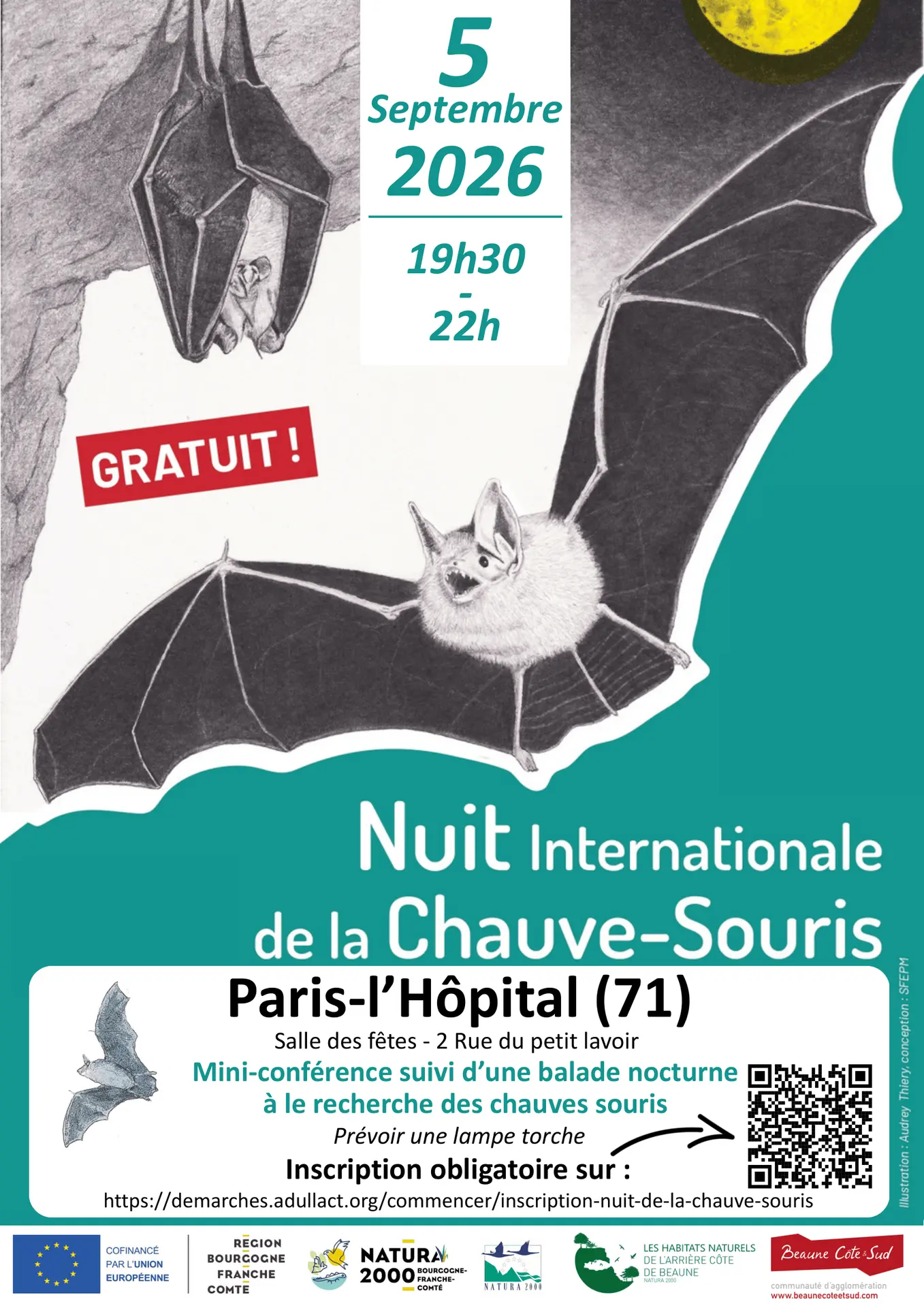 Affiche Nuit Internationale de la Chauve-souris à Paris-l'Hôpital