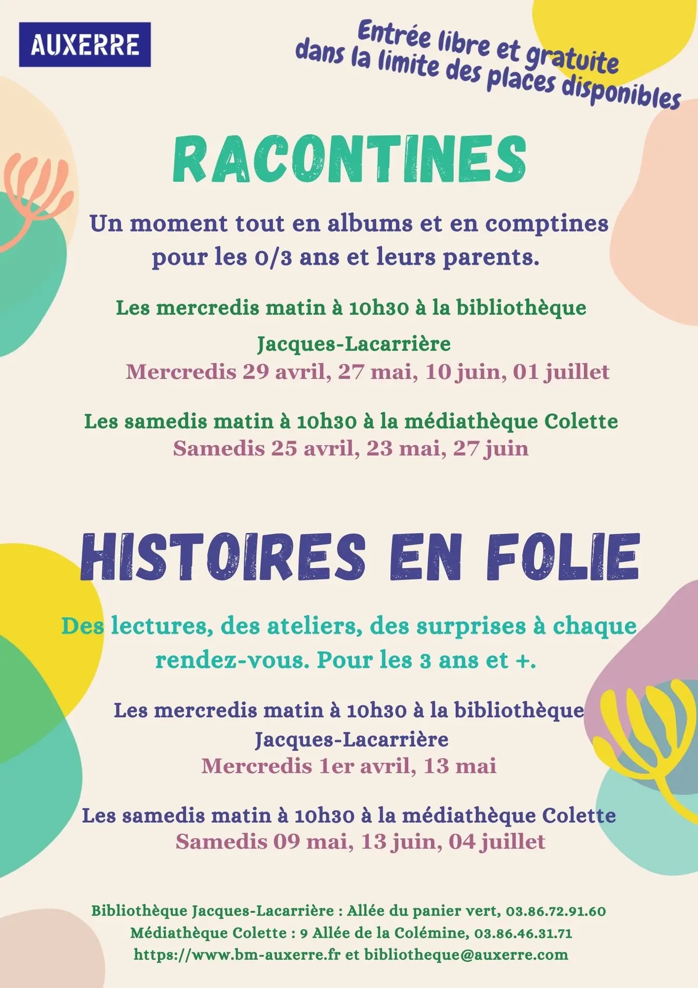 Affiche Racontines Histoires en folie