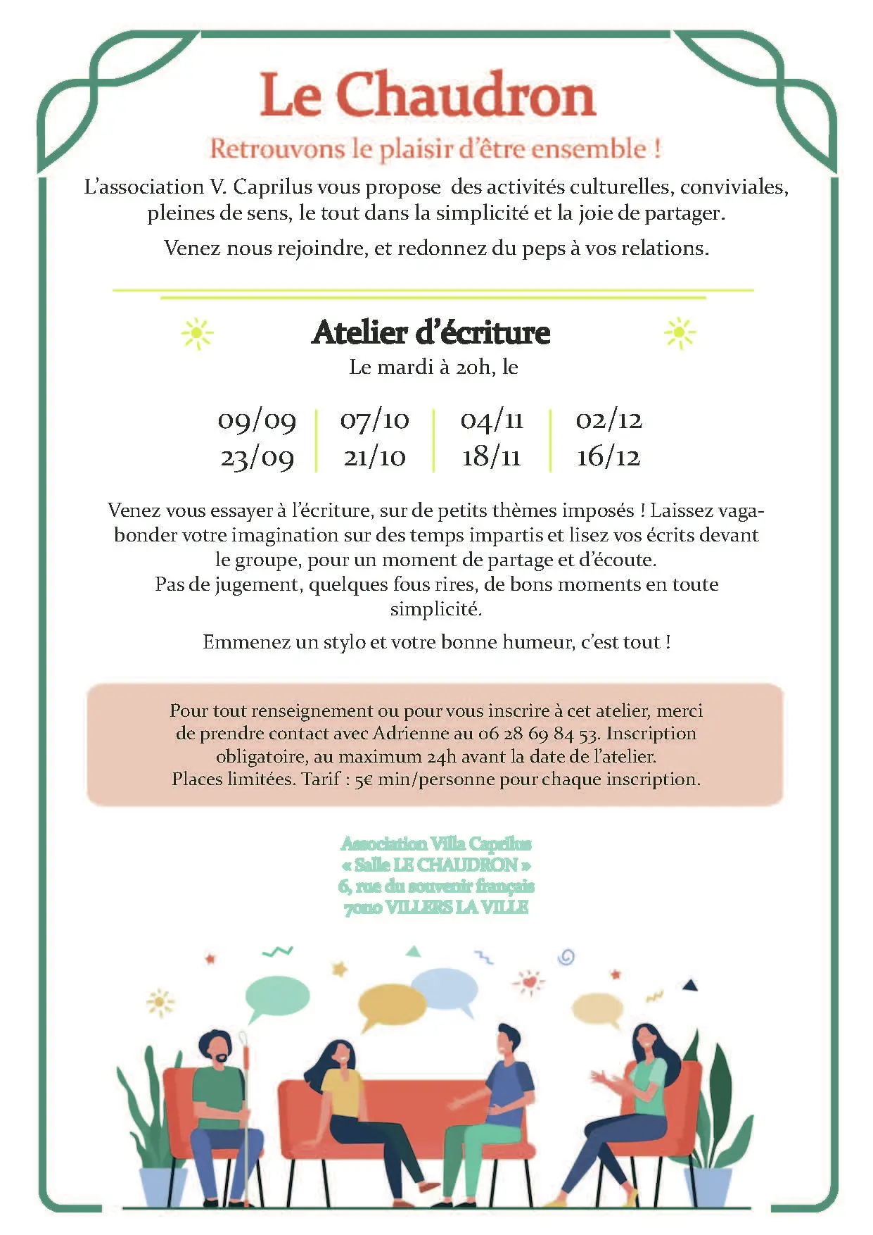 Atelier écriture sep oct nov dec 2025