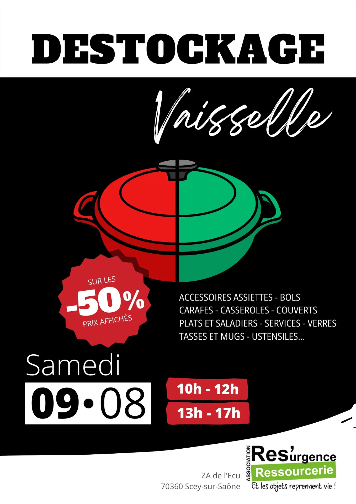 Affiche destockage vaisselle