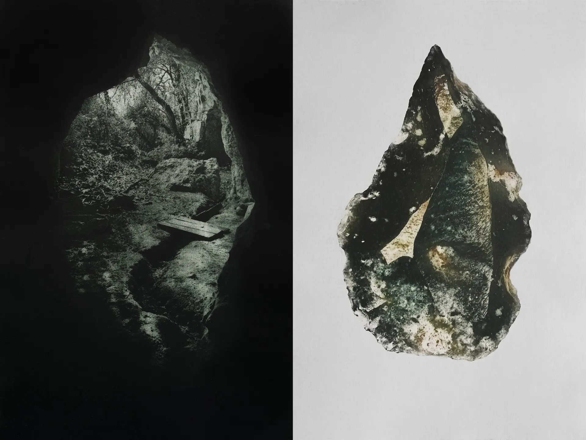 Diptyque en héliogravure issu de la série Dans la gorge du Dragon, réalisé dans l'atelier de Marie Levoyer