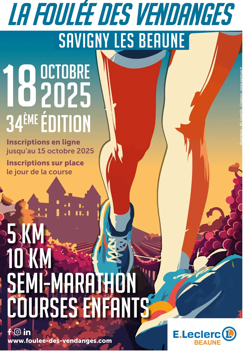 Affiche 2025 de Foulée des Vendanges  à Savigny les Beaune