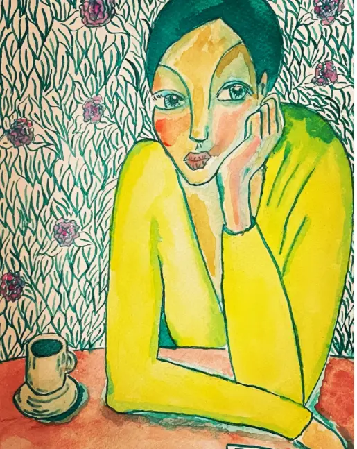 Femme au café