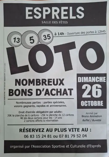 LOTO 26 octobre ESPRELS