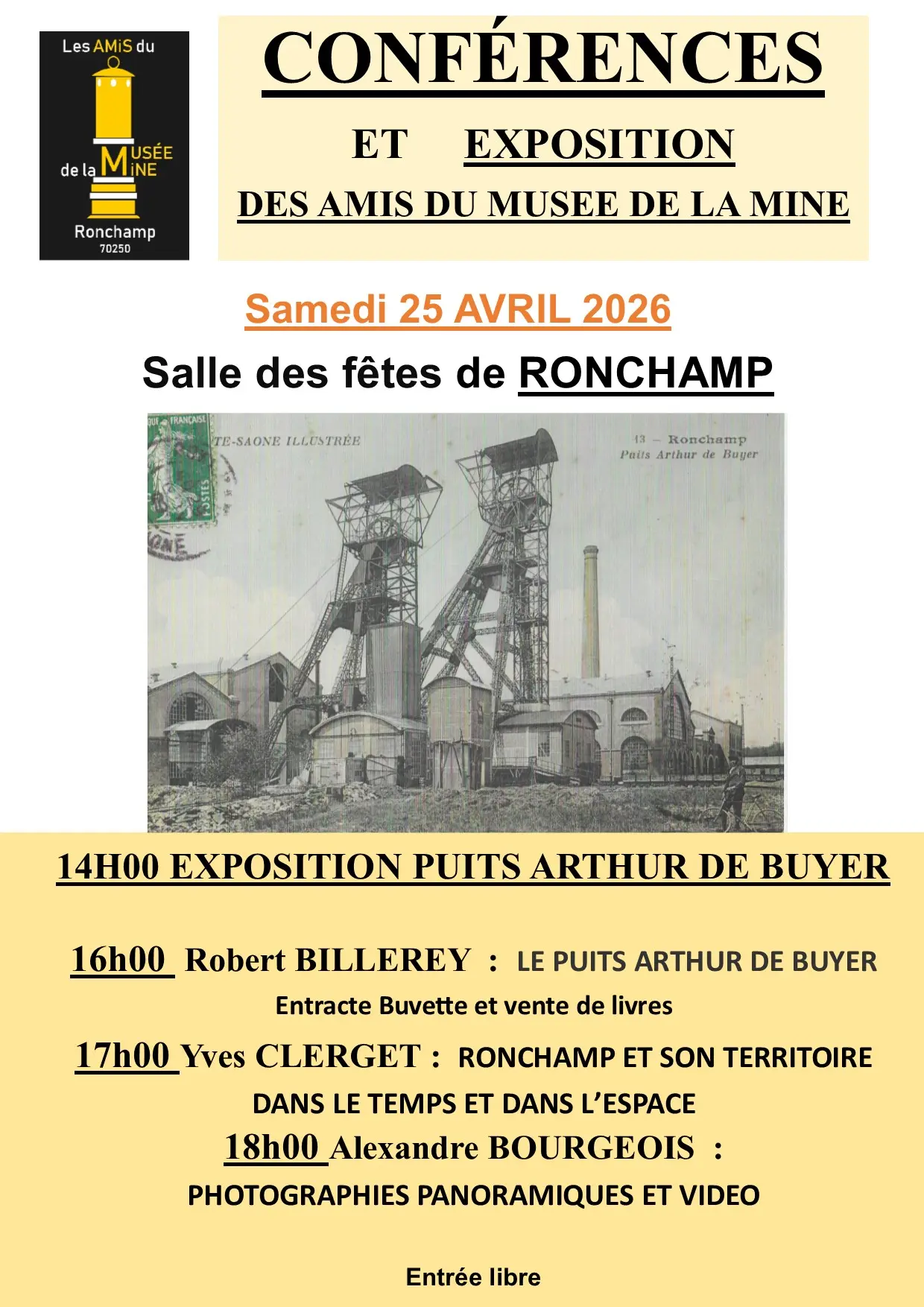 Les conférences 25 04 2026 Amis du musée de la mine