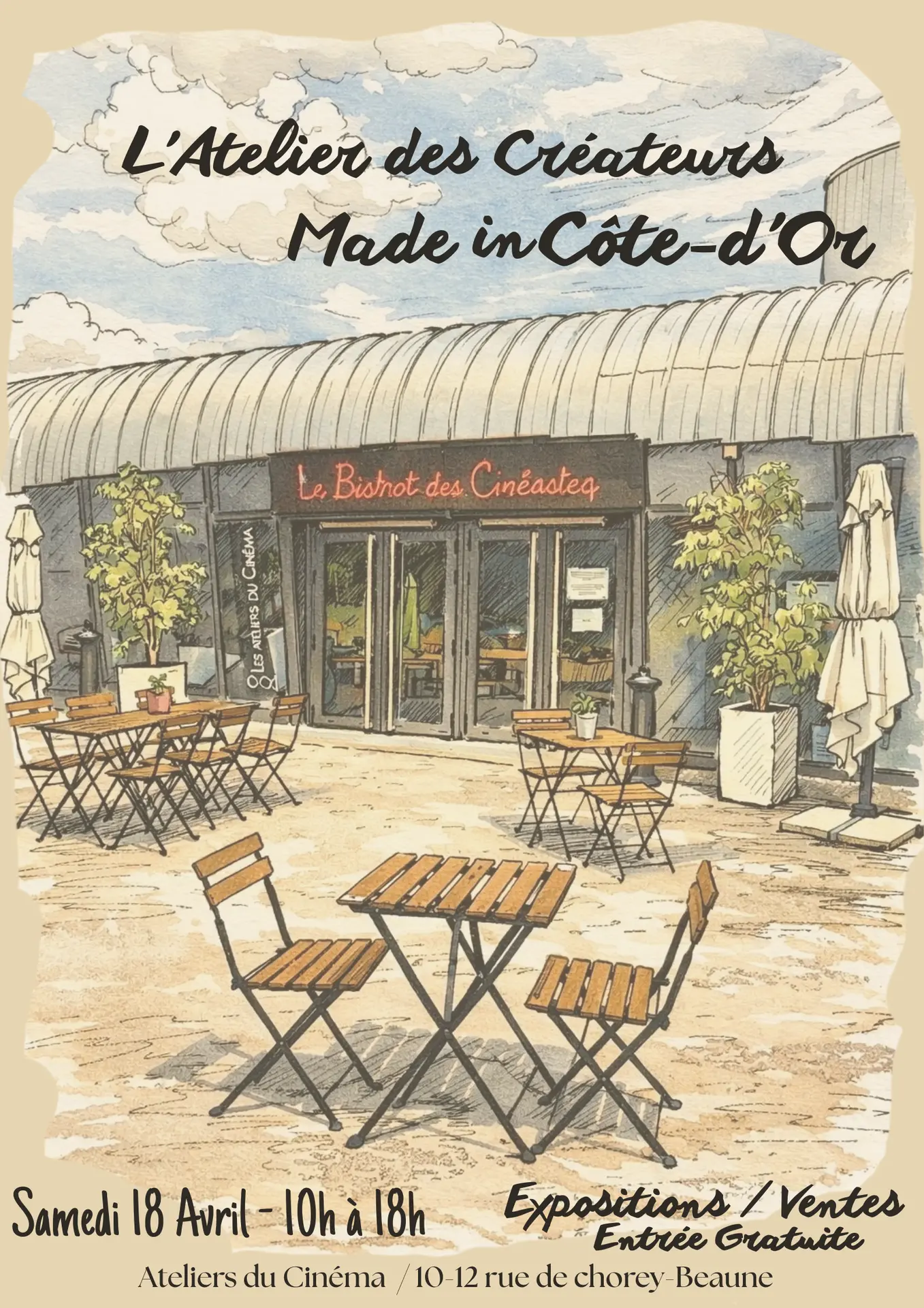 Samedi 18 avril de 10H à 18h Exposition/vente L’atelier des créateurs.ices Made IN Côte D’Or - 1