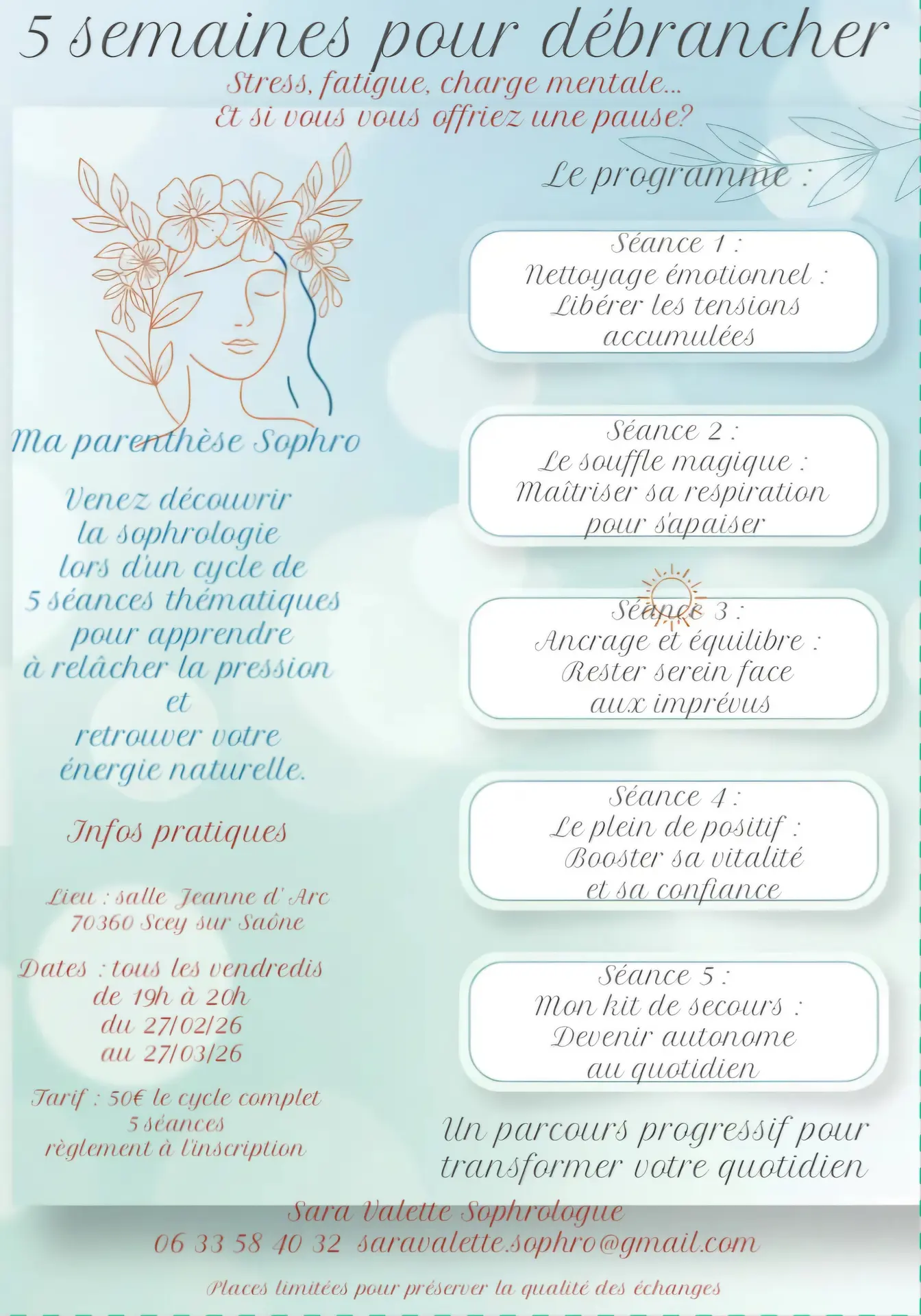 Atelier de sophrologie  de 5 séances