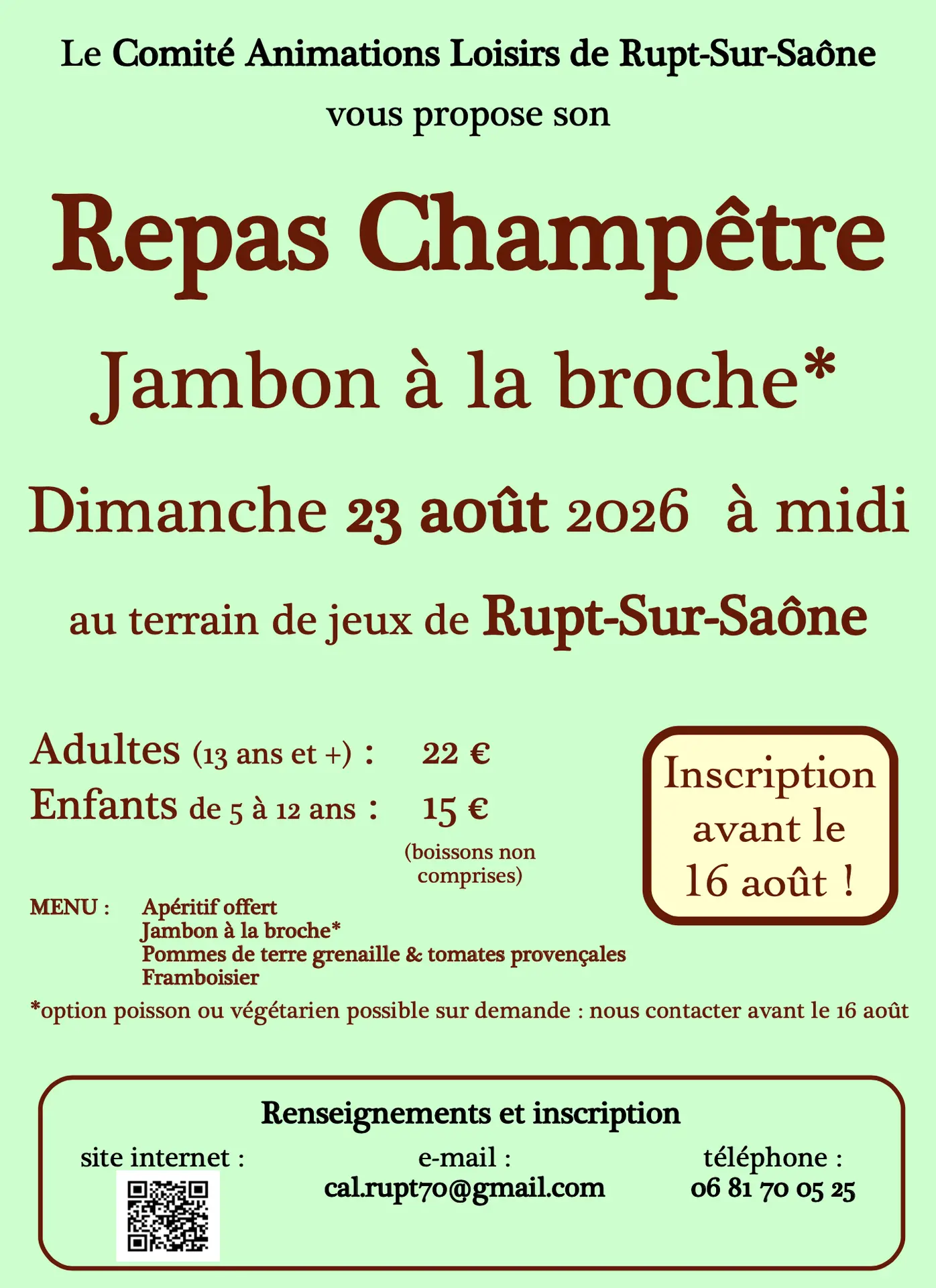 affiche Repas champêtre 2026