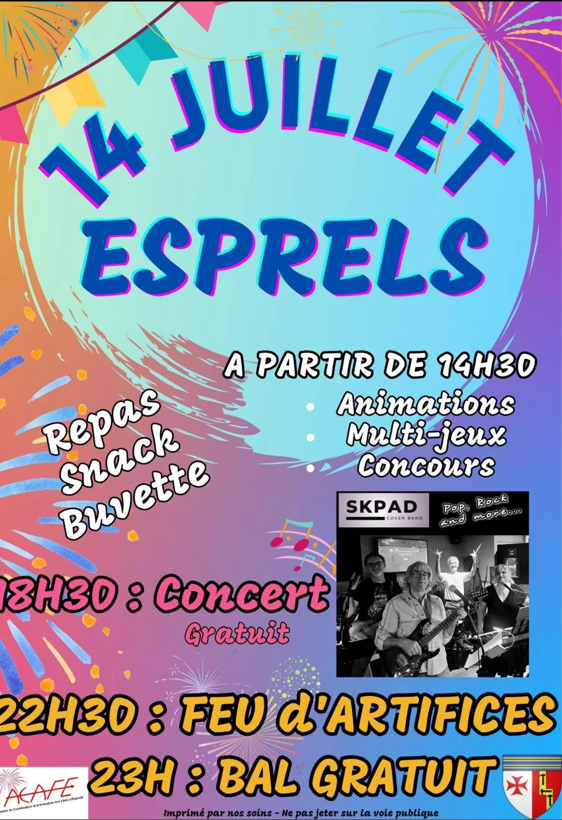 concert feu ESPRELS 14 juillet