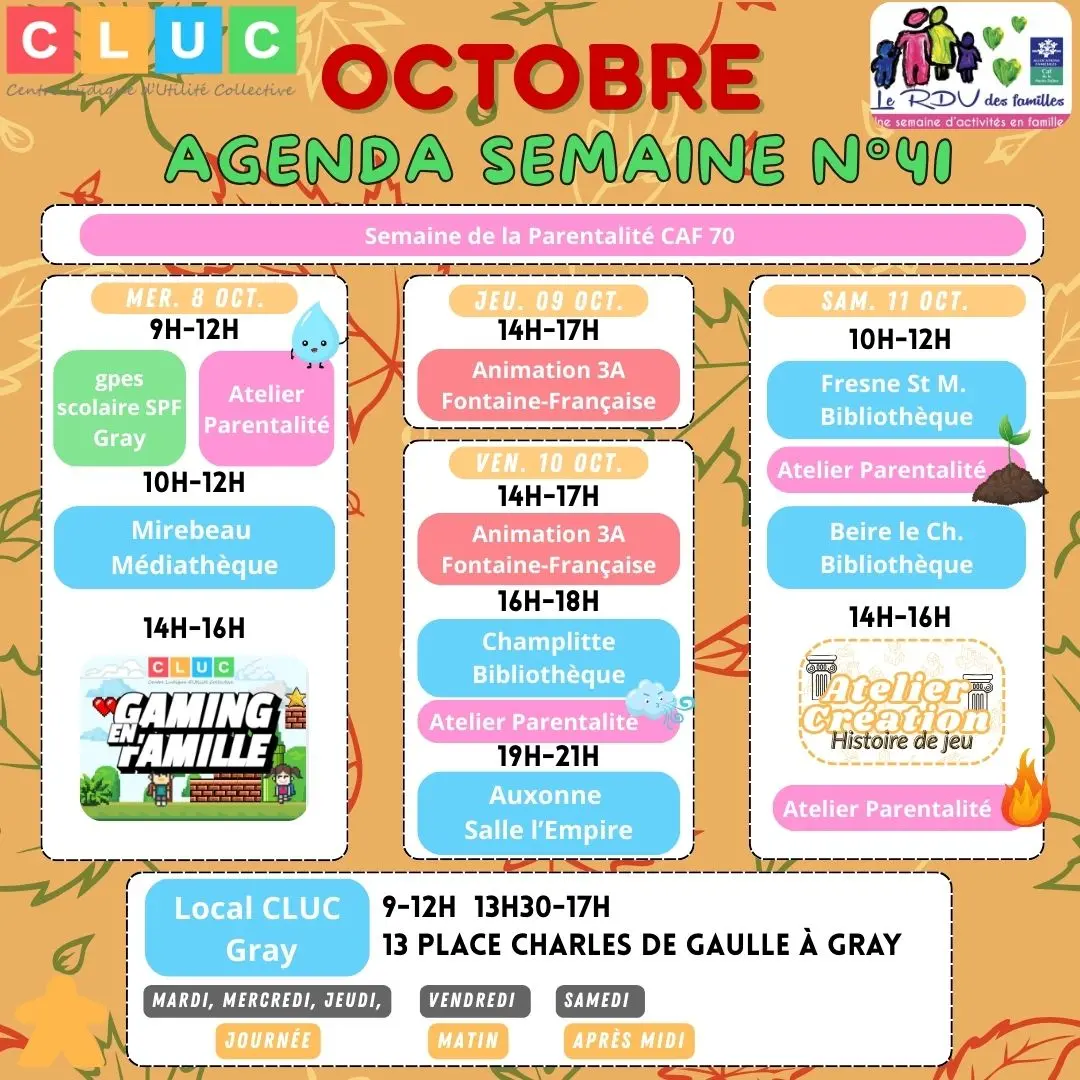 Calendrier semaine 2025 - semaine 41