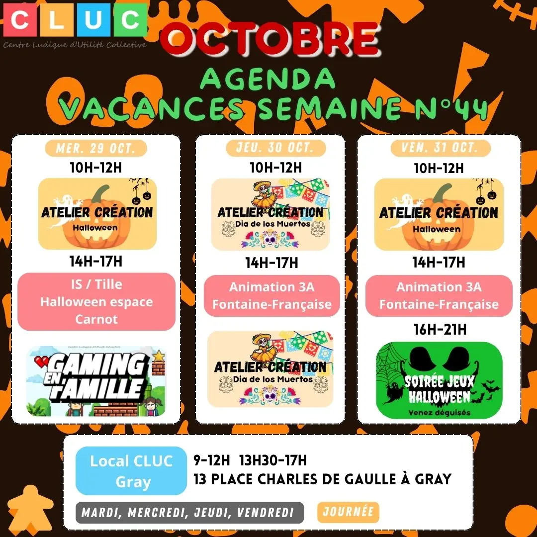 Calendrier semaine 2025 - semaine 44