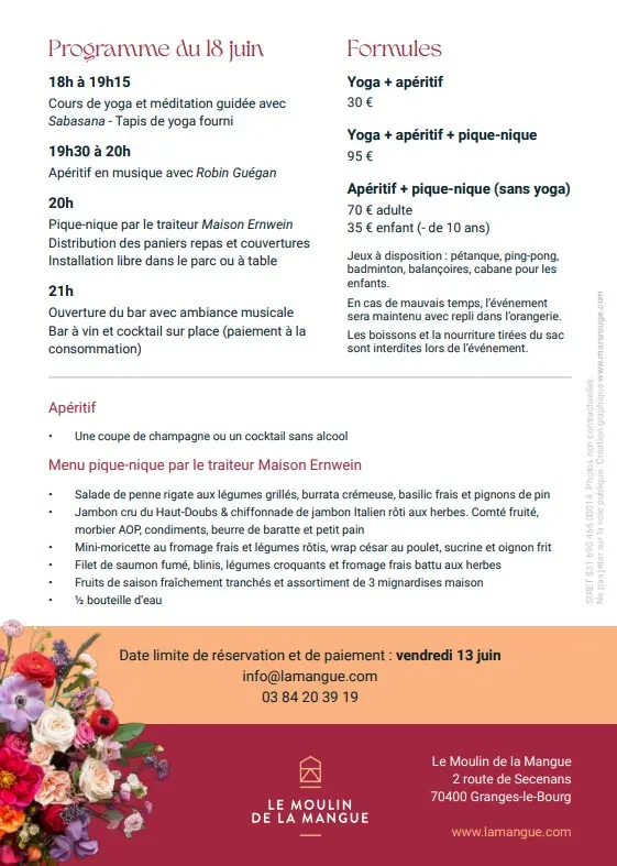 programme pique nique MOULIN DE LA MANGUE