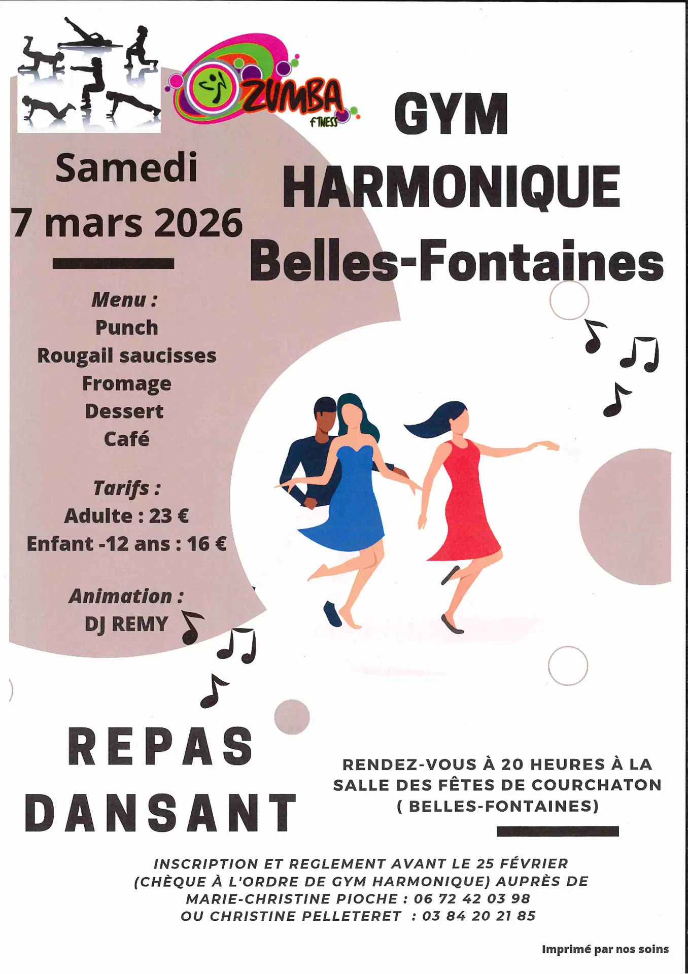 repas gym COURCHATON 7 mars