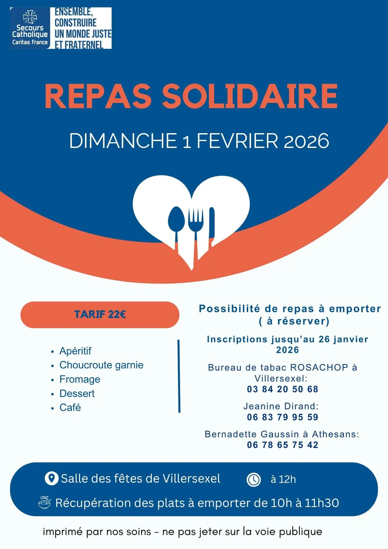 repas solidaire 01 février VILLERSEXEL