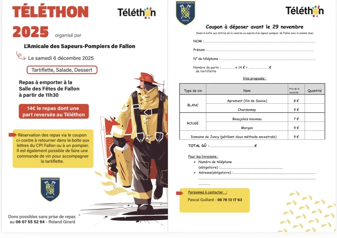 repas téléthon FALLON 6 decembre