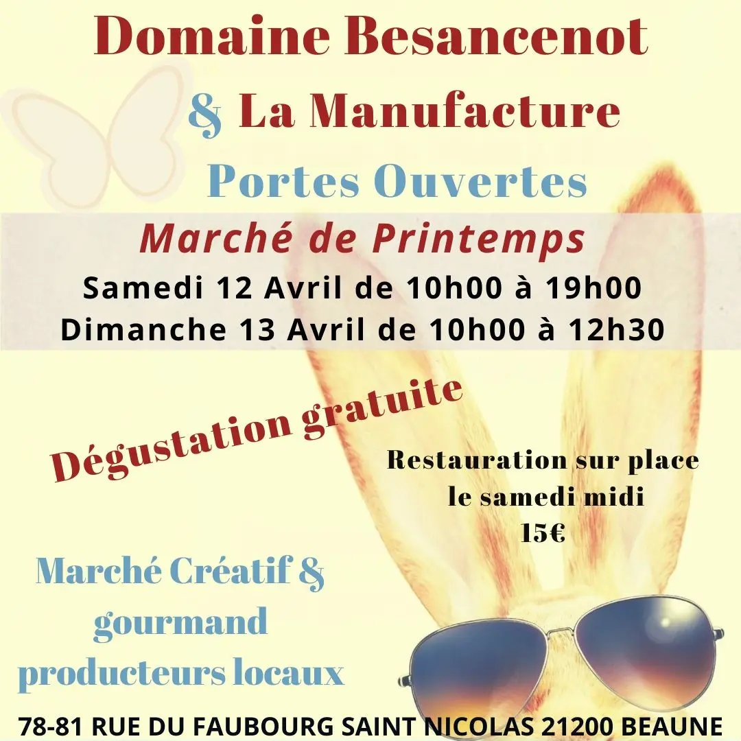 Marché de Printemps Samedi 12 Avril de 10h00 à 19h00 Dimanche 13 Avril de 10h00 à 12h30 - 1