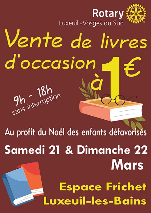 vente livres occasion ROTARY 21 et 22 mars