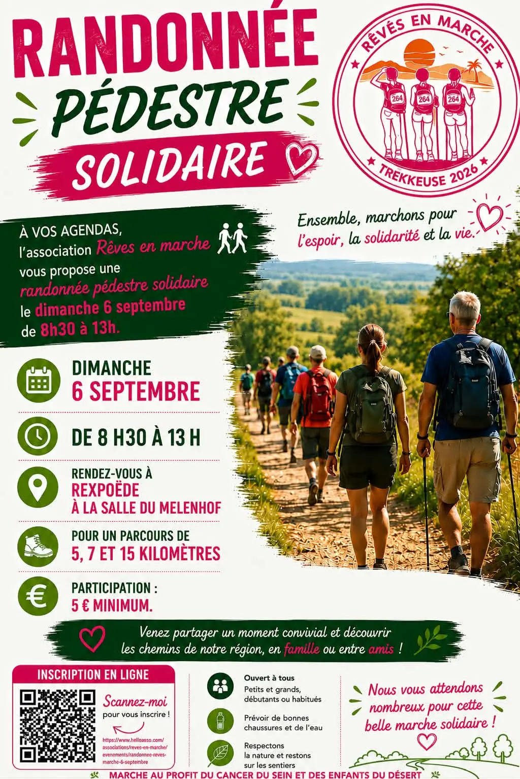 Affiche marche solidaire 6 sept Reves En Marche