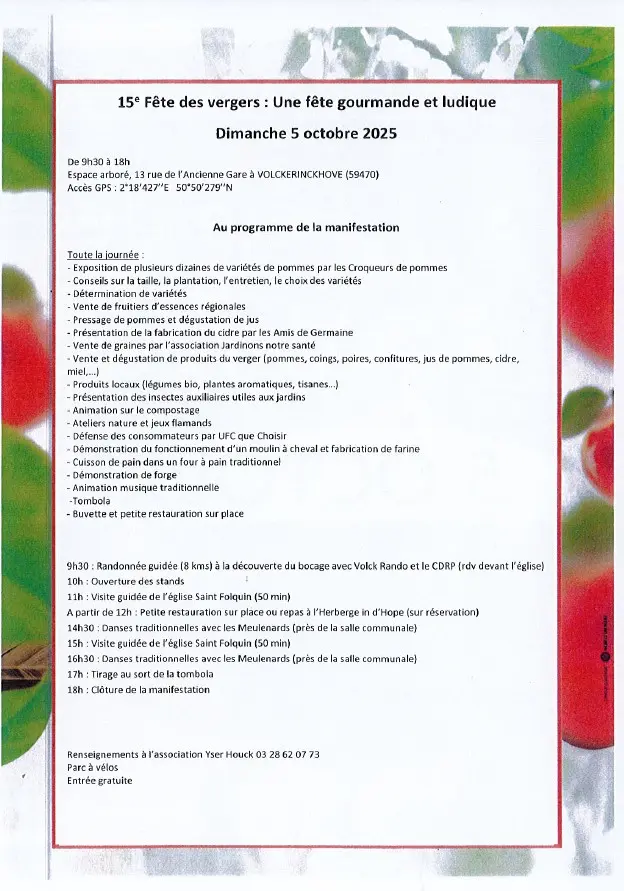 programme fête vergers à Volcke