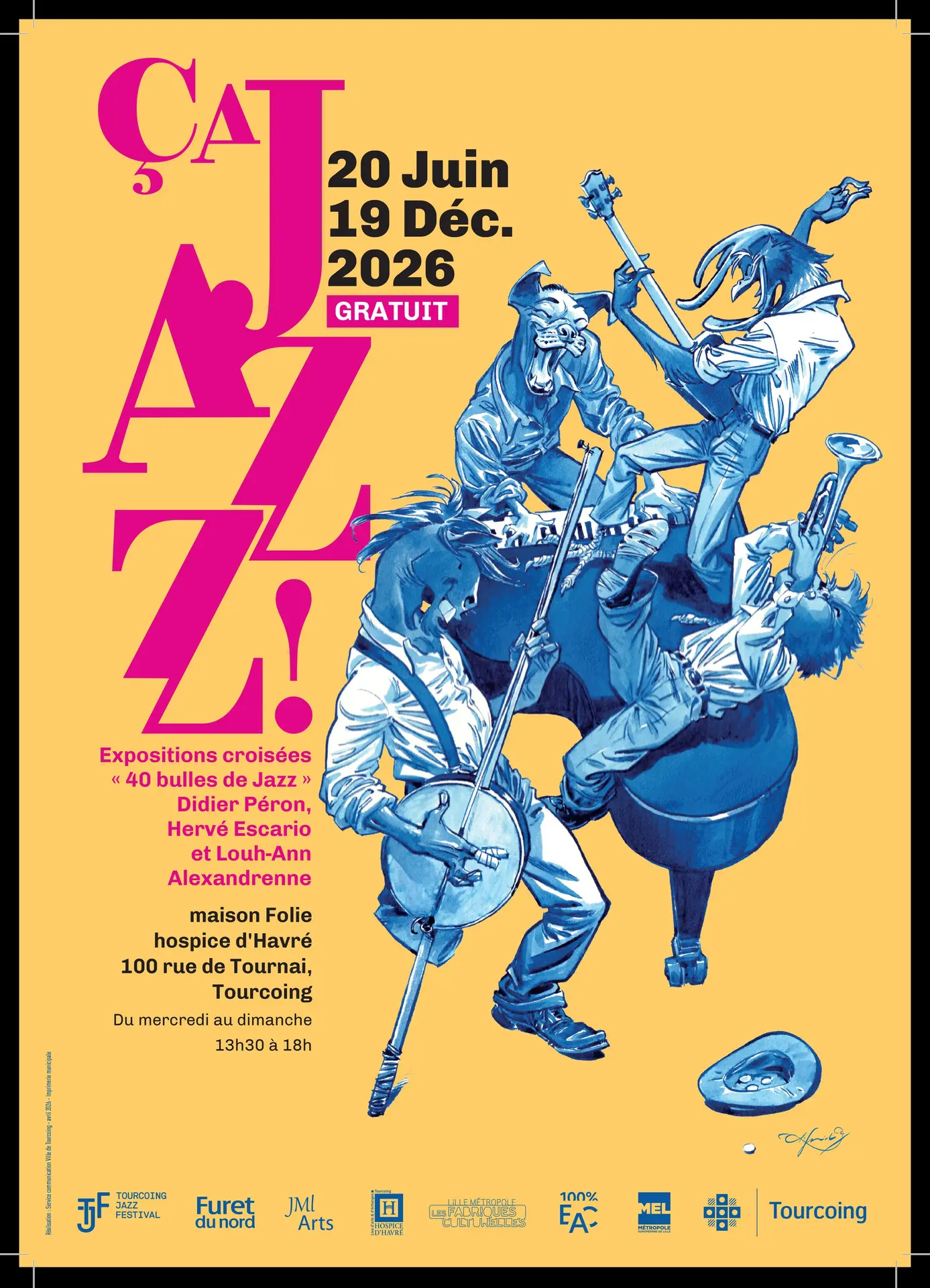 Visite guidée de l’exposition ça jazz ! Expositions croisées « 40 bulles de jazz » par Didier Péron & Hervé Escario et Louh-Ann_1