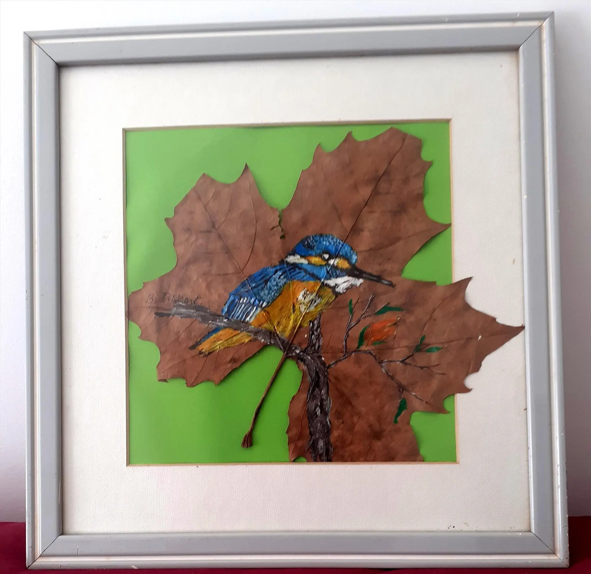 acrylique sur feuille naturelle