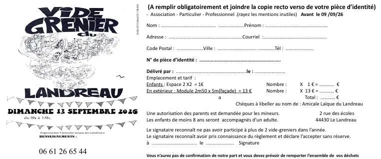Bulletin d'inscription pour les exposants