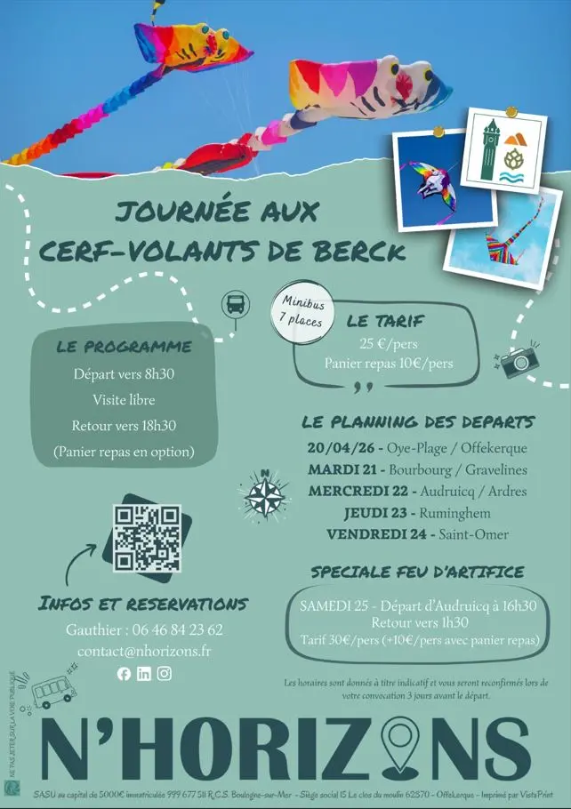 NHORIZONS, navettes cerfs-volants Berck depuis StO