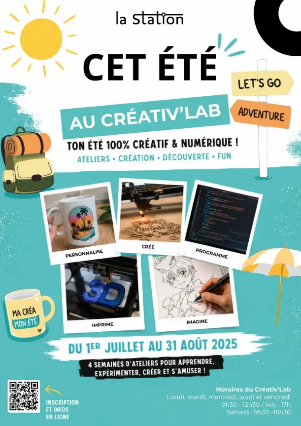 Affiche Créativ'Lab, tout l'été des ateliers pour créer