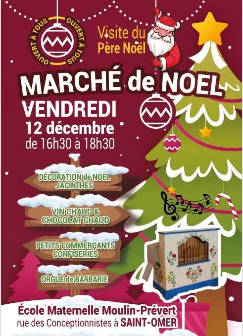 Affiche Marché de Noël École Maternelle Moulin Prévert 2025