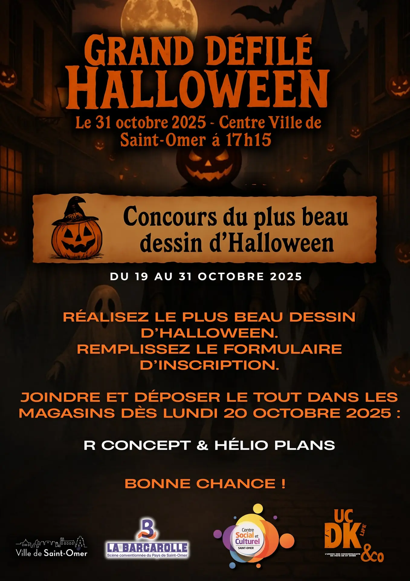 Affiche concours de dessin Halloween Saint-Omer