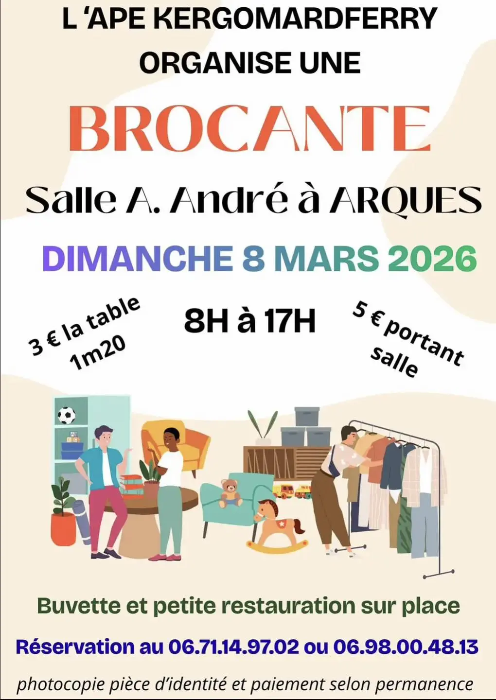 Affiche brocante 8 mars 2026 Arques