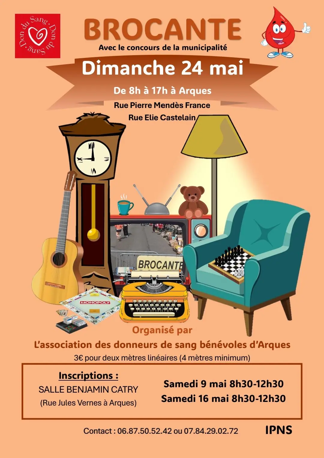Affiche brocante Arques 24 mai 2026