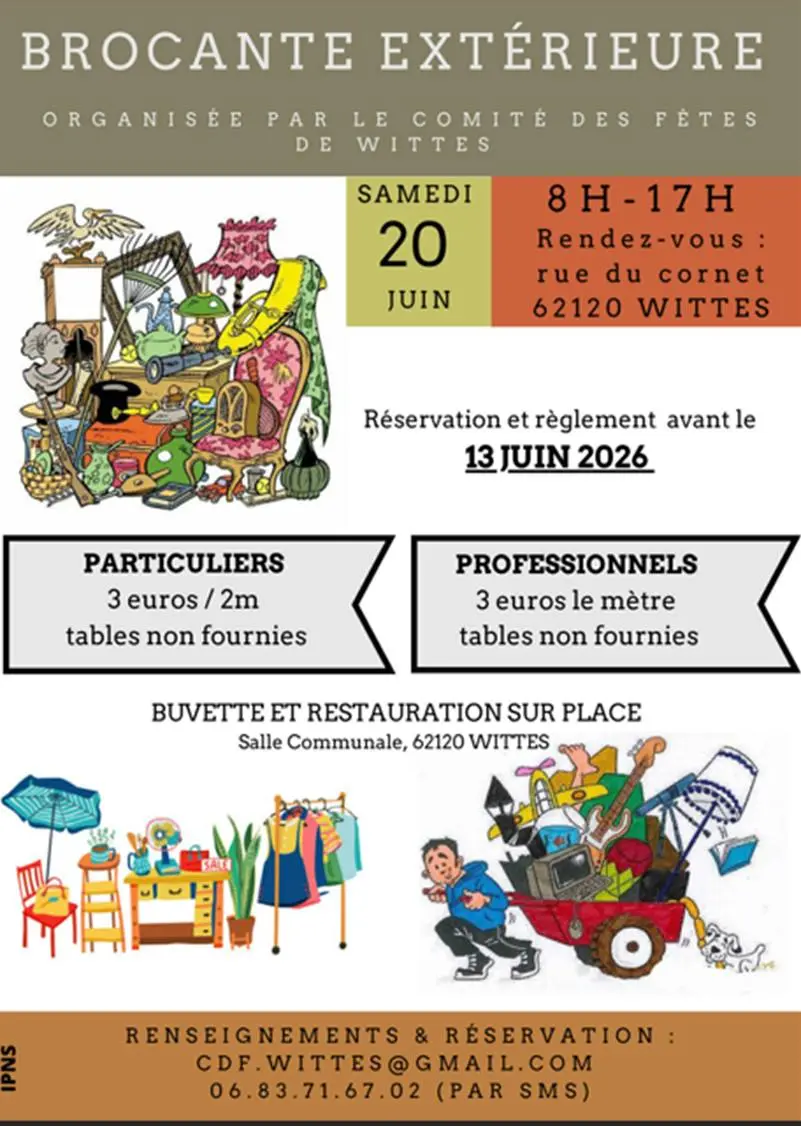 Affiche brocante de Wittes 20 juin 2026