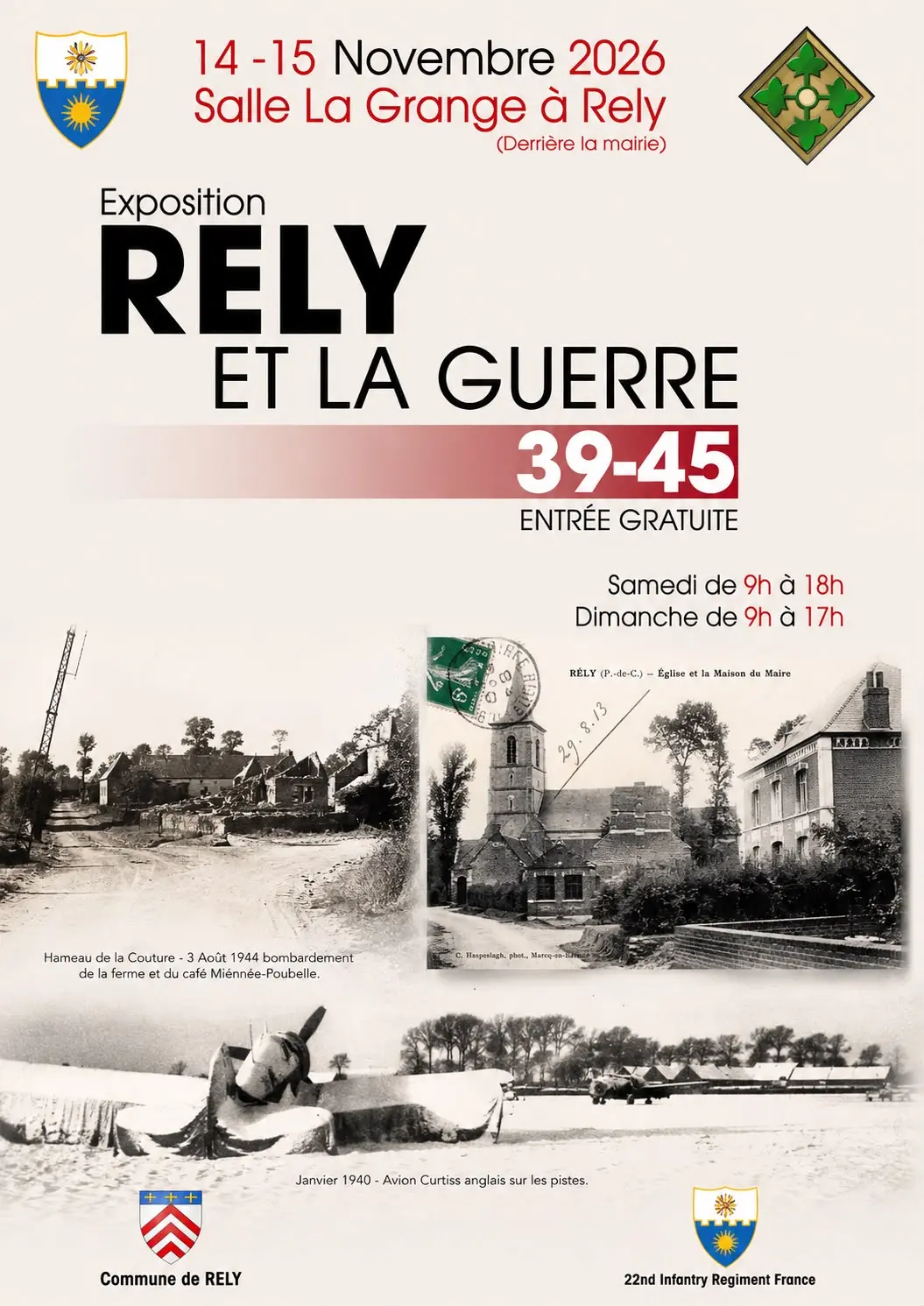 Affiche exposition Rely et la guerre 39-45