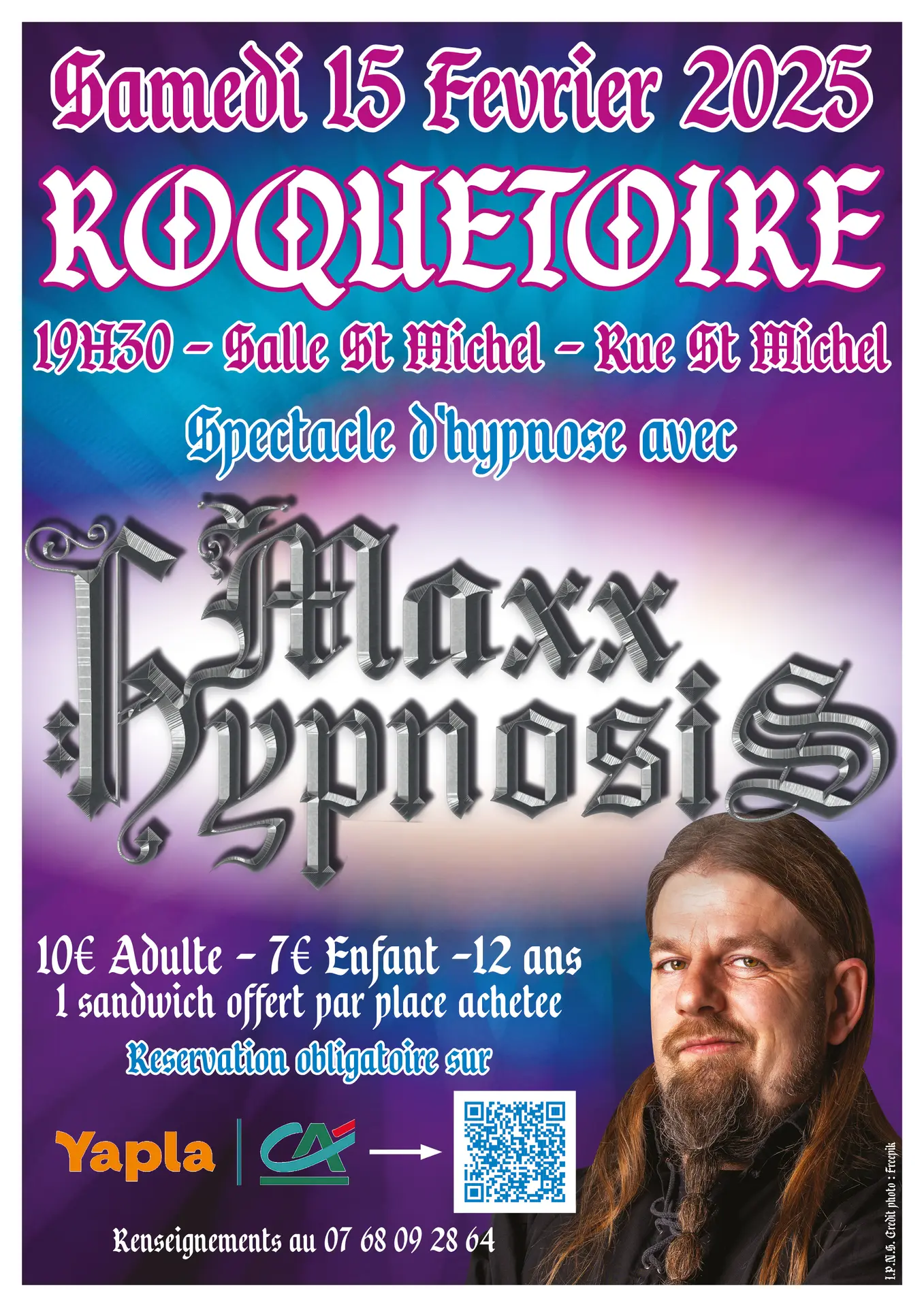 Affiche spectacle Hypnose Roquetoire