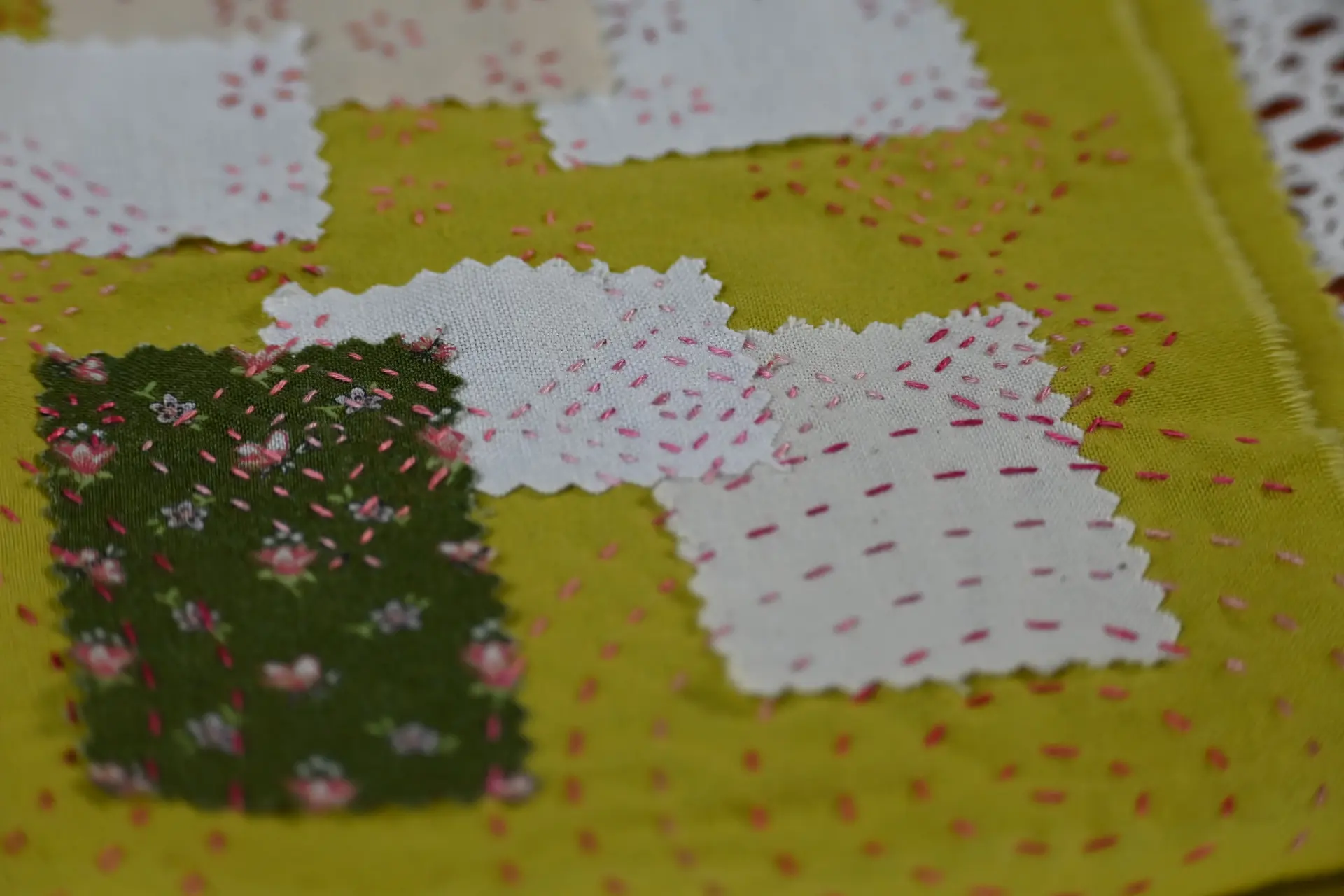 Sashiko vert et rose