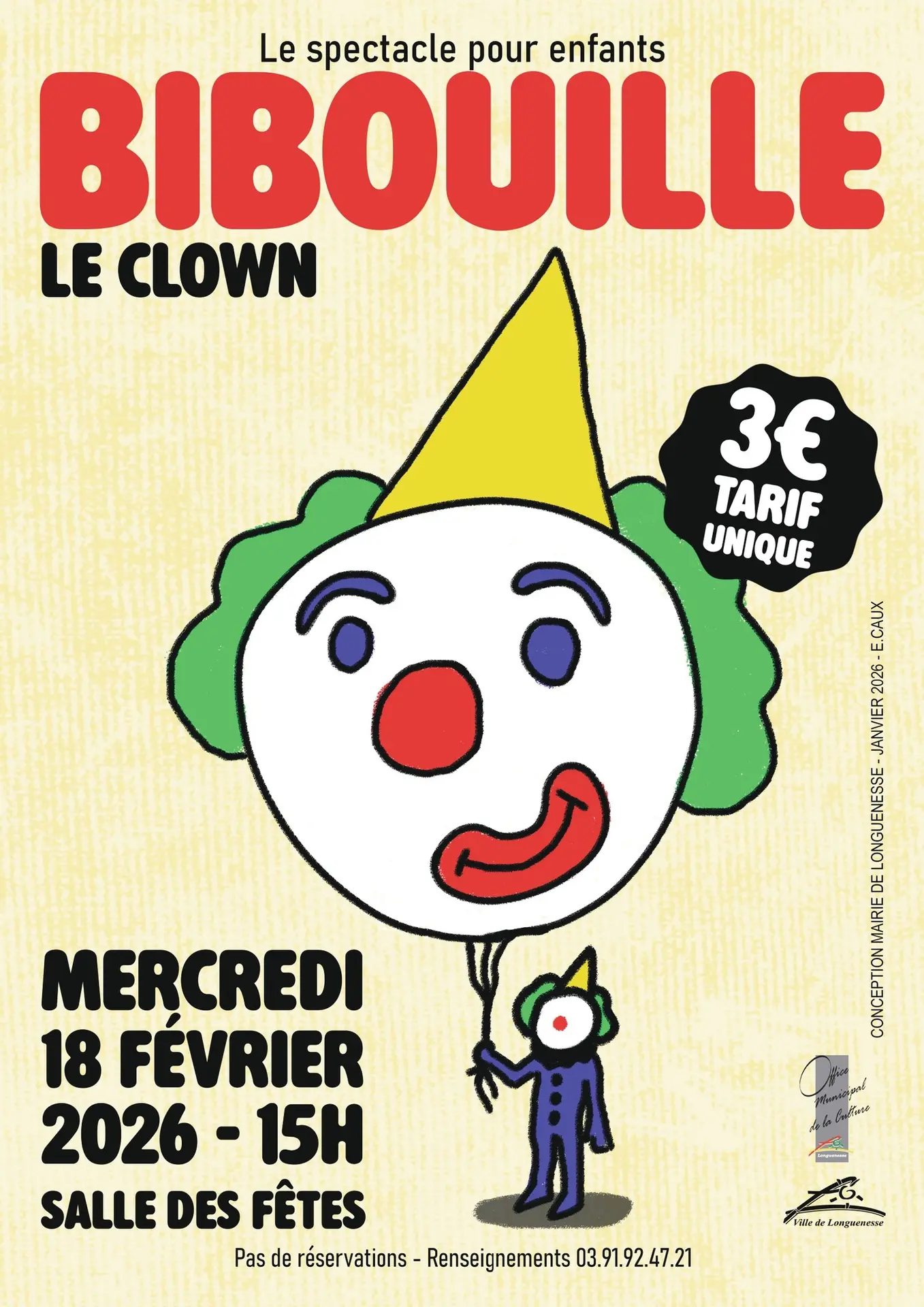 18 février, Spectacle Bidouille le clown (2-12 ans) à Longuenesse