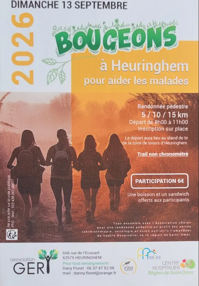 13 septembre, entre 8h et 11h, Bougeons à Heuringhem pour aider les malades