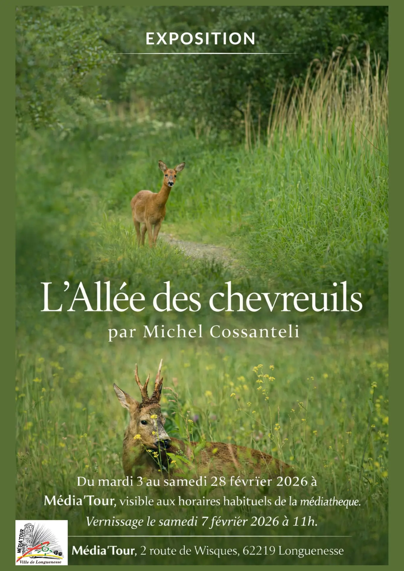 Du 3 au 28 février, Exposition L'Allée des chevreuils à Média'Tour Longuenesse