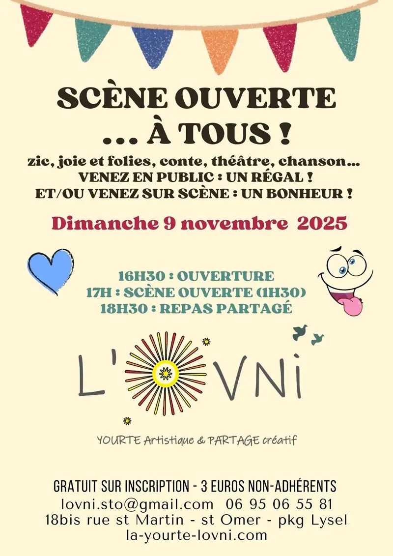 9 nov, soiré Scène ouverte musicale à L'OVNI StOmer