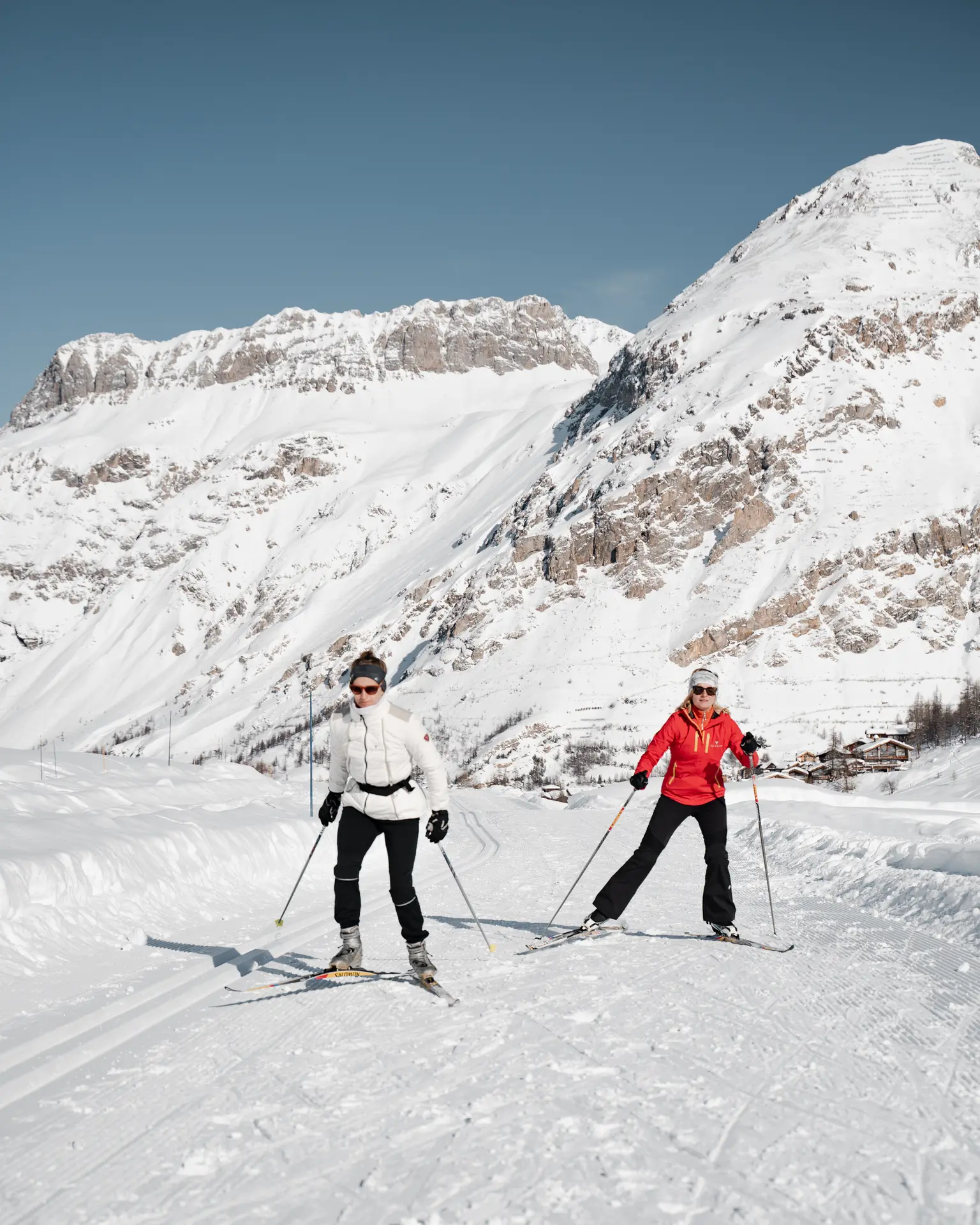 Cession ski de fond entre amies dans la Vallée du Manchet à Val d'Isère