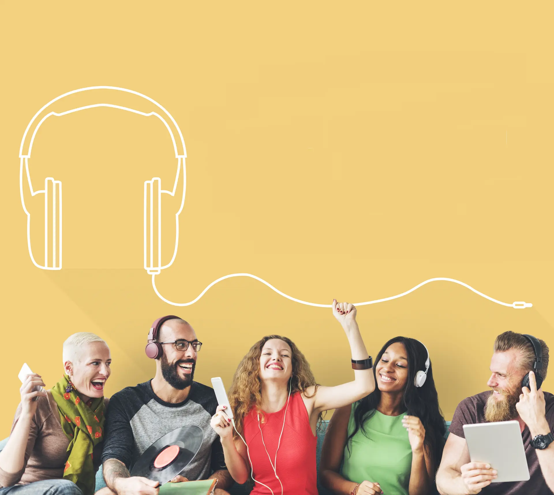 divers personnes écoutant de la musique