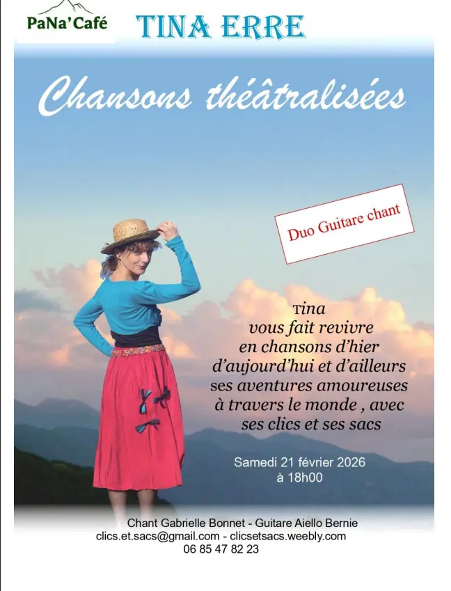 Chansons théâtralisées par Tina Erre au PaNaCafé_Parves et Nattages