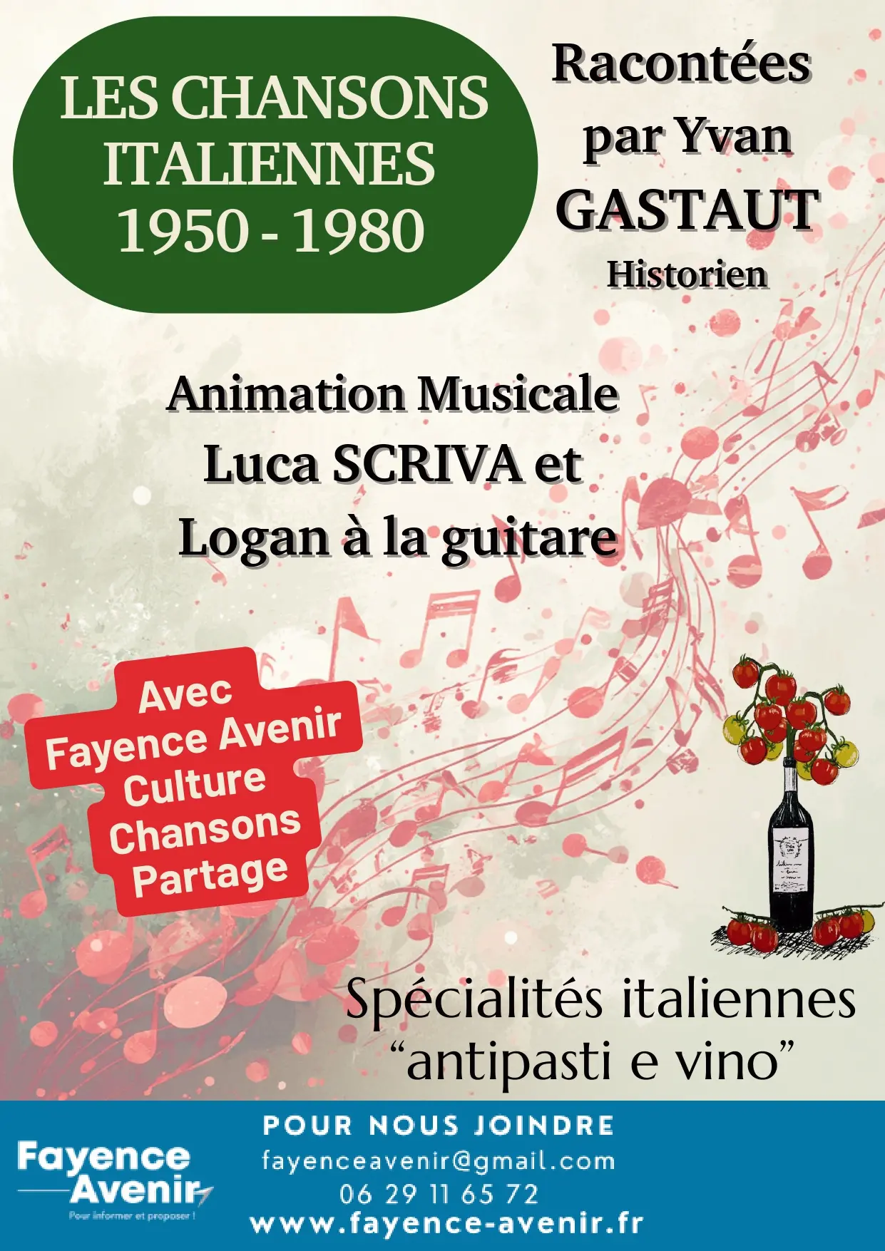 Conférence Spectacle Les Chansons italiennes_Fayence