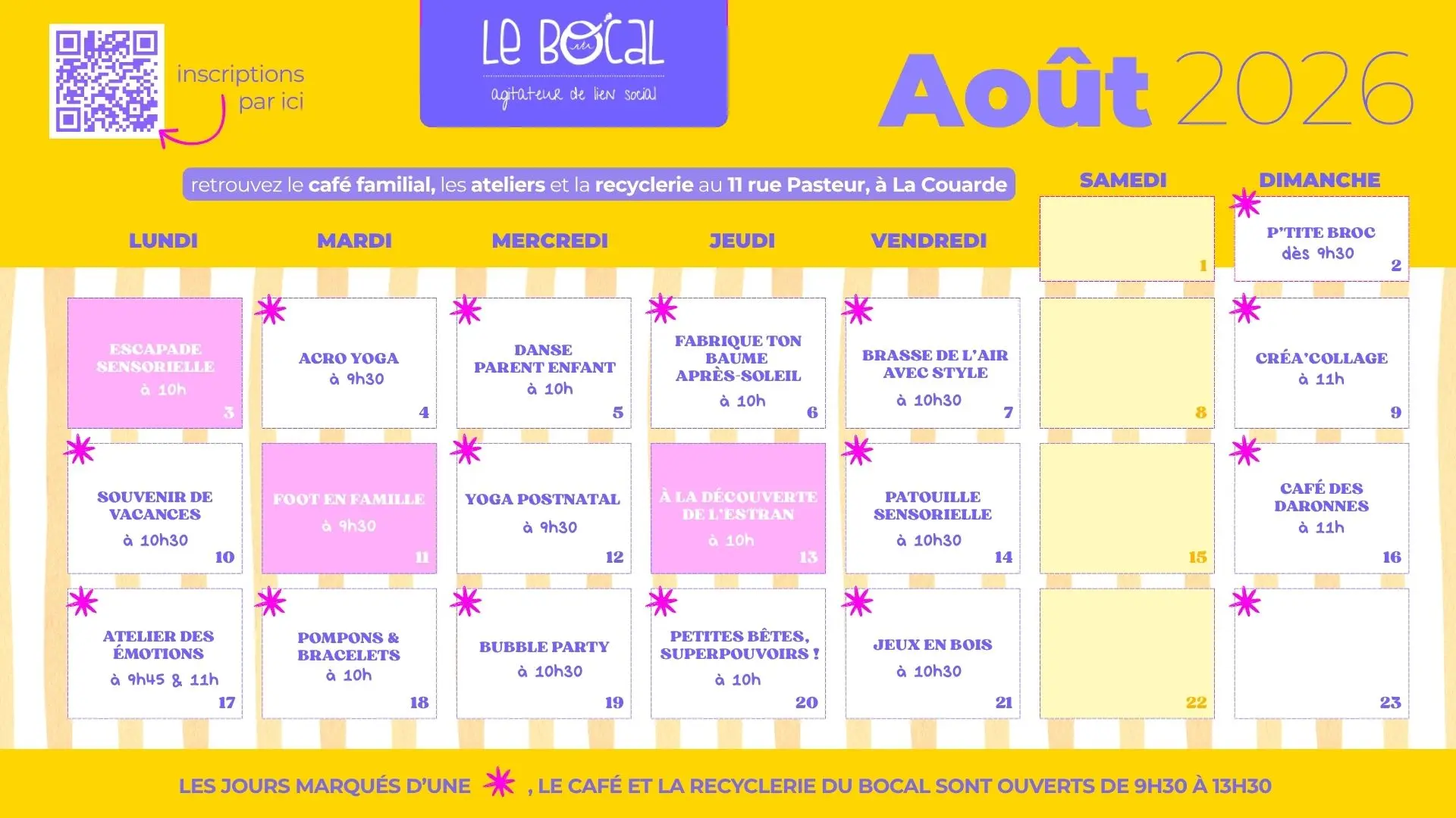 Planning Le Bocal