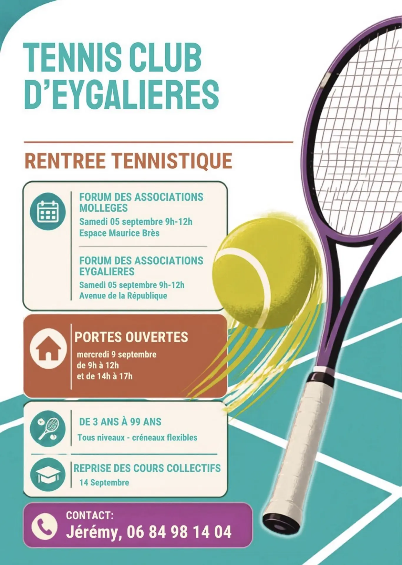 Affiche Portes ouvertes du Tennis Club d'Eygalières 09.09.26