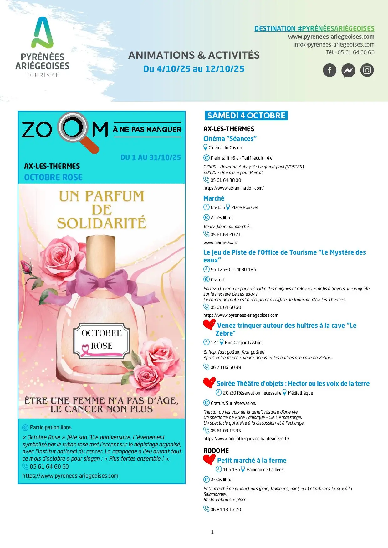 Du 04 au 12.10.Programme Animations & Activités