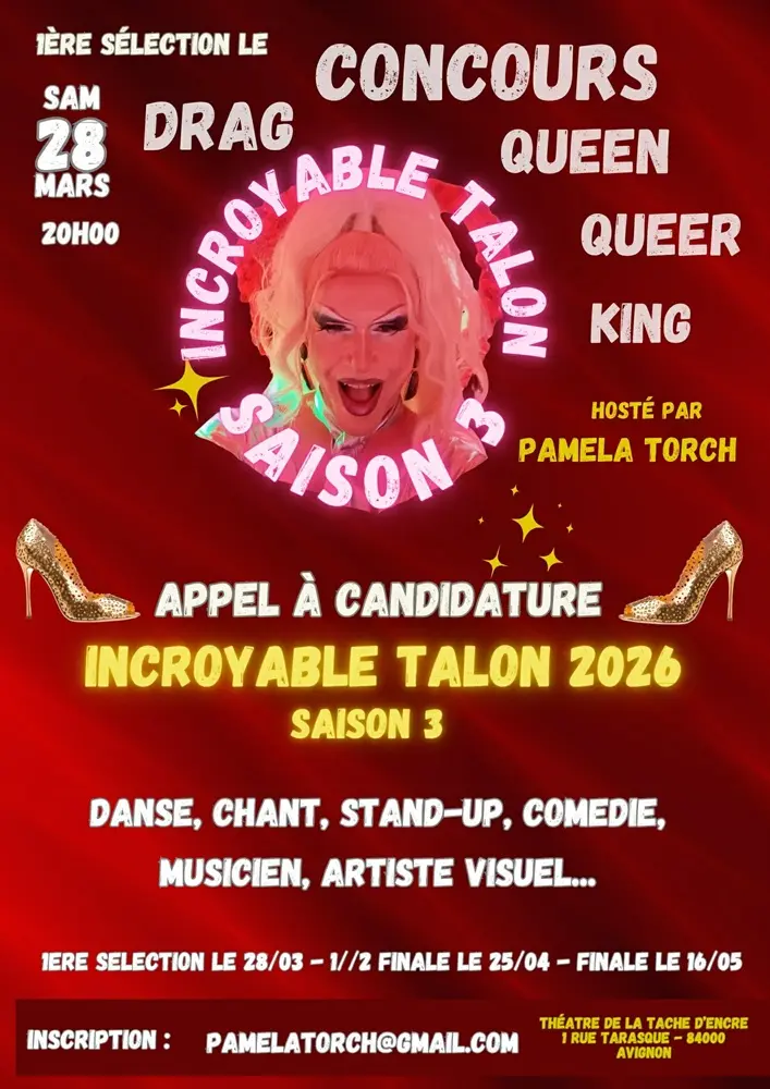 L’incroyable talon saison 3 - concours drag queen, queer, king_Avignon
