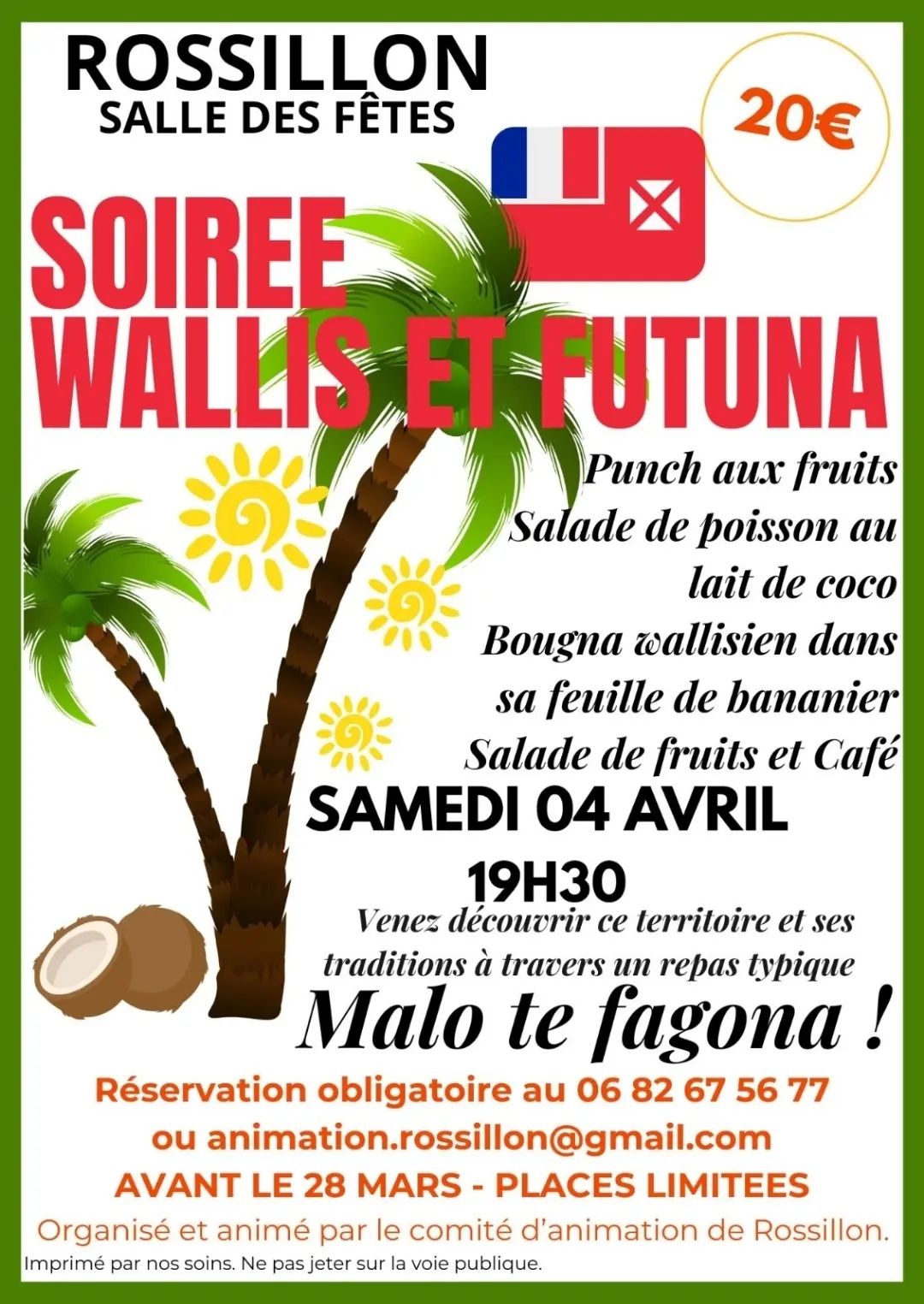 Soirée repas thématique Wallis et Futuna_Rossillon